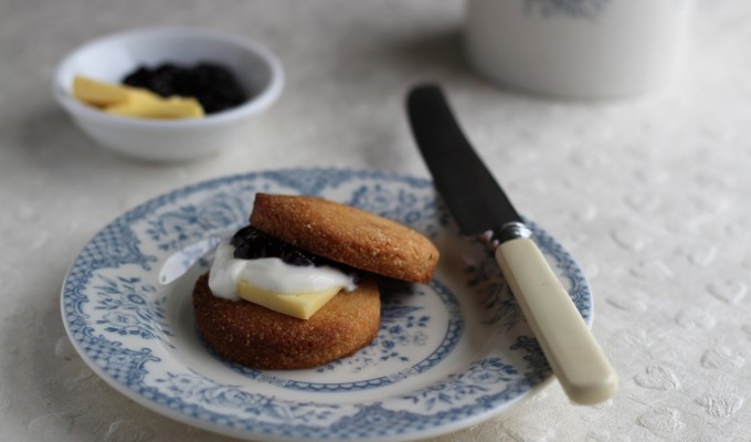 Almond Shortbread ‘Scones’ with Cherry Compote
